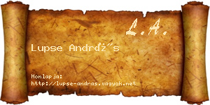 Lupse András névjegykártya
